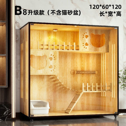 Wooden cat villa on the second and third floors of the super large cat cage cat house cat house home indoor cat house cat kennel pet cabinet