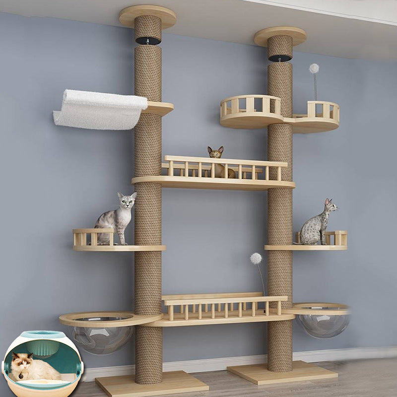 Wholesale cat climbing frame luxury Tongtian cat scratching column cat jumping platform pet hammock factory wholesale cat nest top Tmall tree