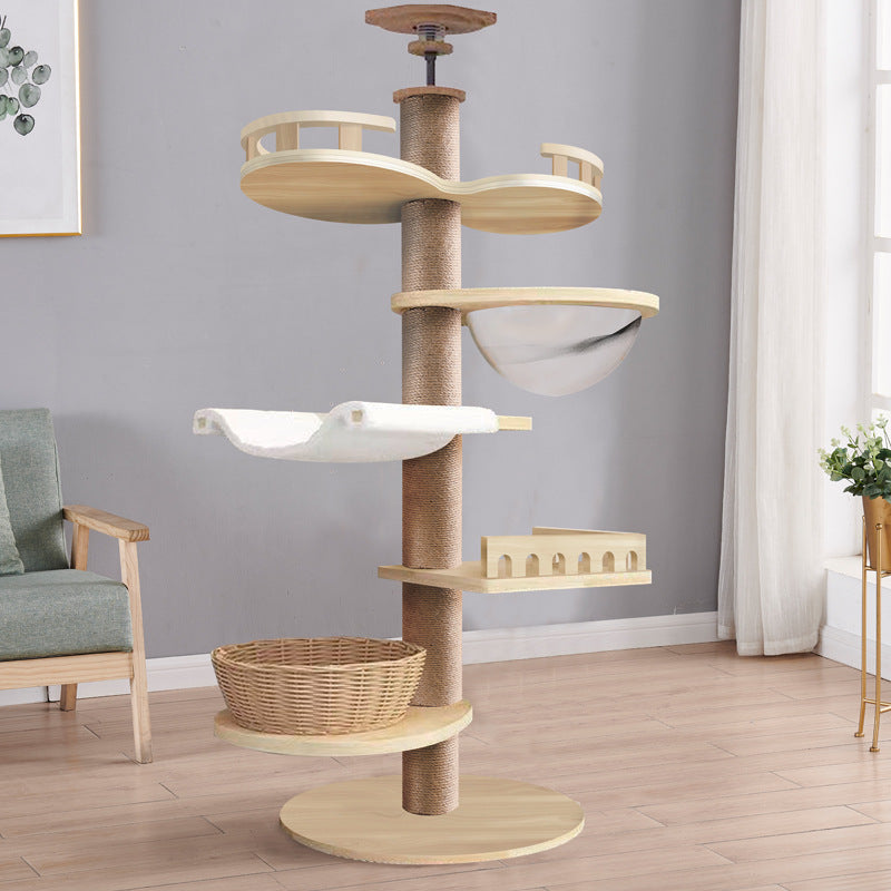 Wholesale Cat Climbing Frame Cat Nest Cat Tree Integrated Solid Wood Top Heaven and Earth Tongtian Post Cat Toy Cat Scratch Board Stable Cat Post