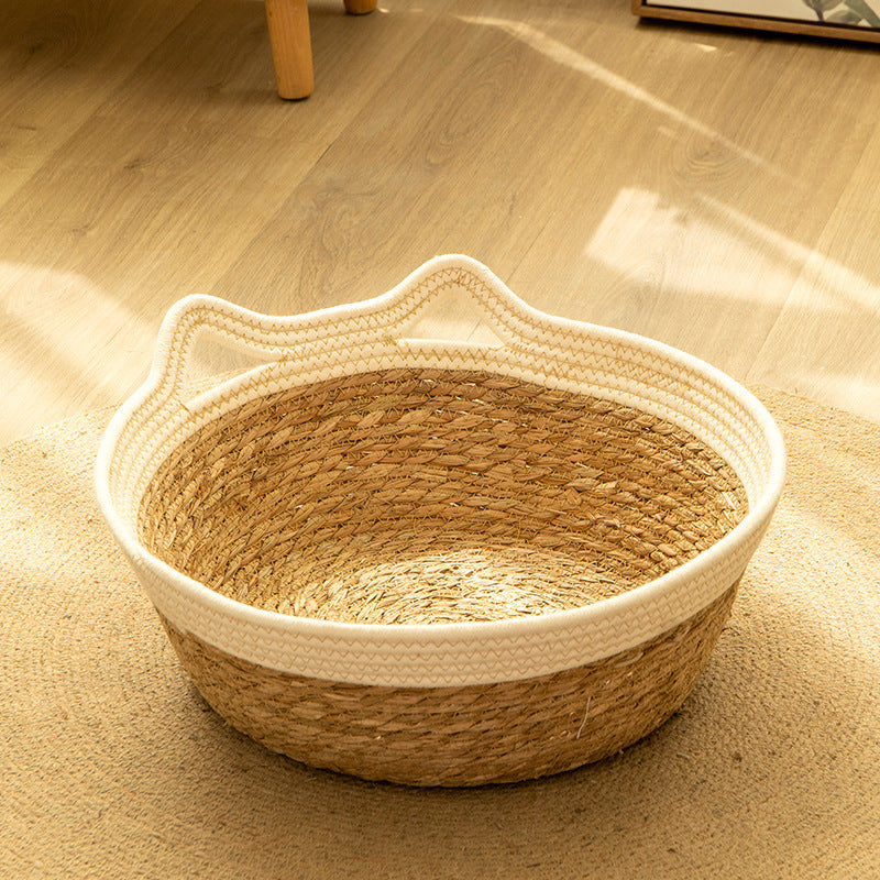 Cat nest rattan four seasons universal weaving summer cool nest cushion Internet celebrity cat scratching board integrated pet bed cat supplies