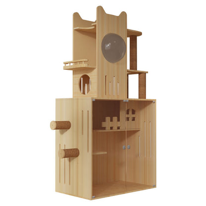 Wholesale solid wood cat cabinets, household multi-layer cat tree，wooden cat cages, cat climbing frames, cat trees, cat houses and cat beds
