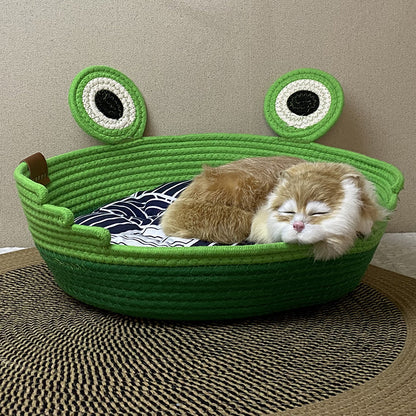 Woven cat nest frog prince design pet nest universal in all seasons washable grinding claws cat scratching board integrated sleeping nest