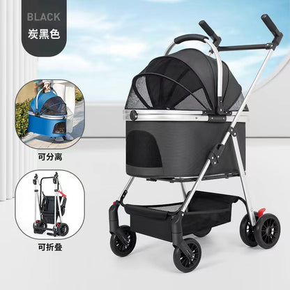 Wholesale medium and large dog pet cart dog cat teddy baby cart out small pet cart lightweight foldable