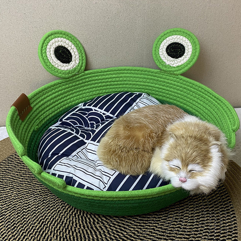 Woven cat nest frog prince design pet nest universal in all seasons washable grinding claws cat scratching board integrated sleeping nest