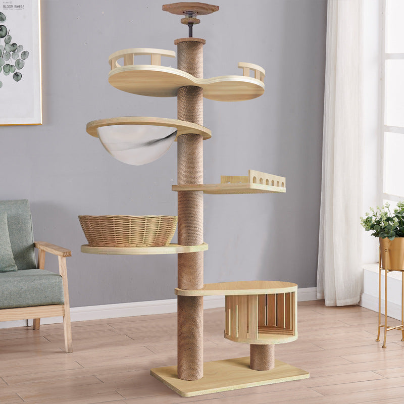Wholesale Cat Climbing Frame Cat Nest Cat Tree Integrated Solid Wood Top Heaven and Earth Tongtian Post Cat Toy Cat Scratch Board Stable Cat Post