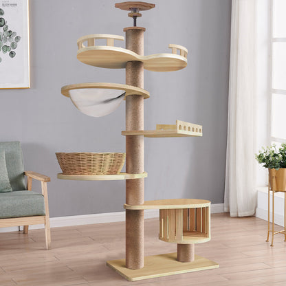Wholesale Cat Climbing Frame Cat Nest Cat Tree Integrated Solid Wood Top Heaven and Earth Tongtian Post Cat Toy Cat Scratch Board Stable Cat Post