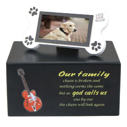 Spot wooden pet guitar + photo frame urn funeral supplies, solid wood birthday box sacrificial urn