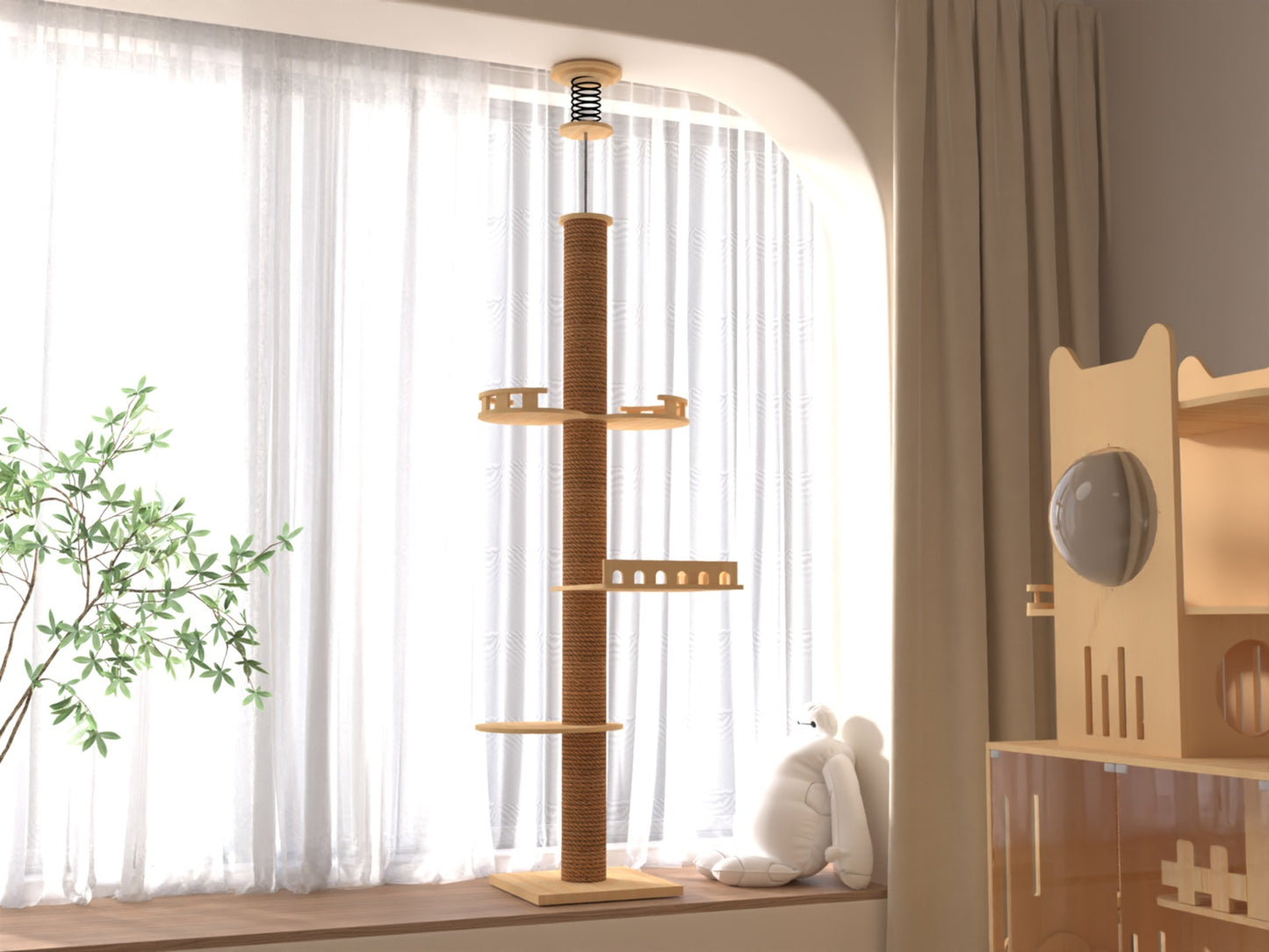 Wholesale Cat Climbing Frame Cat Nest Cat Tree Integrated Solid Wood Top Heaven and Earth Tongtian Post Cat Toy Cat Scratch Board Stable Cat Post