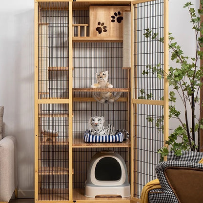 Cat Villa Factory Direct Sales Solid Wood Cat Cage Large Pet Household Cage Indoor Three Layers Four Layers Free Space