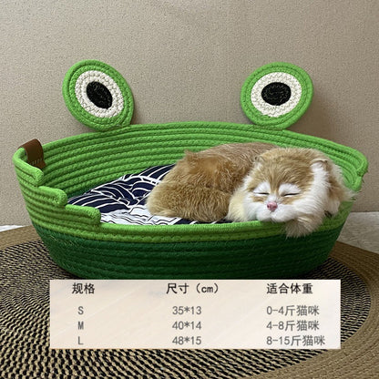 Woven cat nest frog prince design pet nest universal in all seasons washable grinding claws cat scratching board integrated sleeping nest