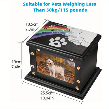 Pet urn, wooden black rainbow dog paw frame, suitable for cats and dogs and other pets