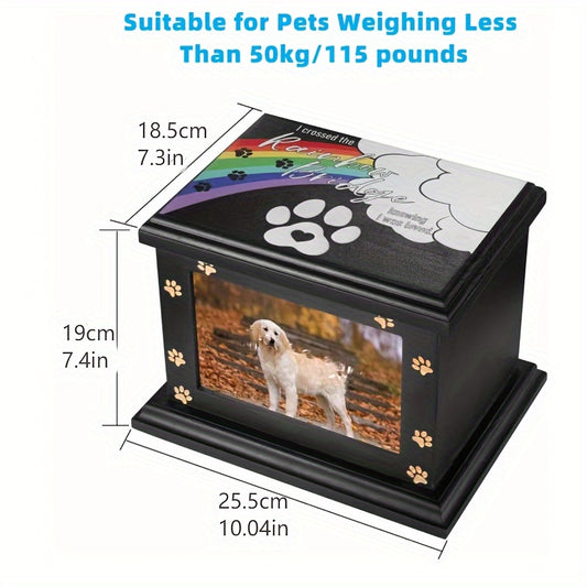 Pet urn, wooden black rainbow dog paw frame, suitable for cats and dogs and other pets