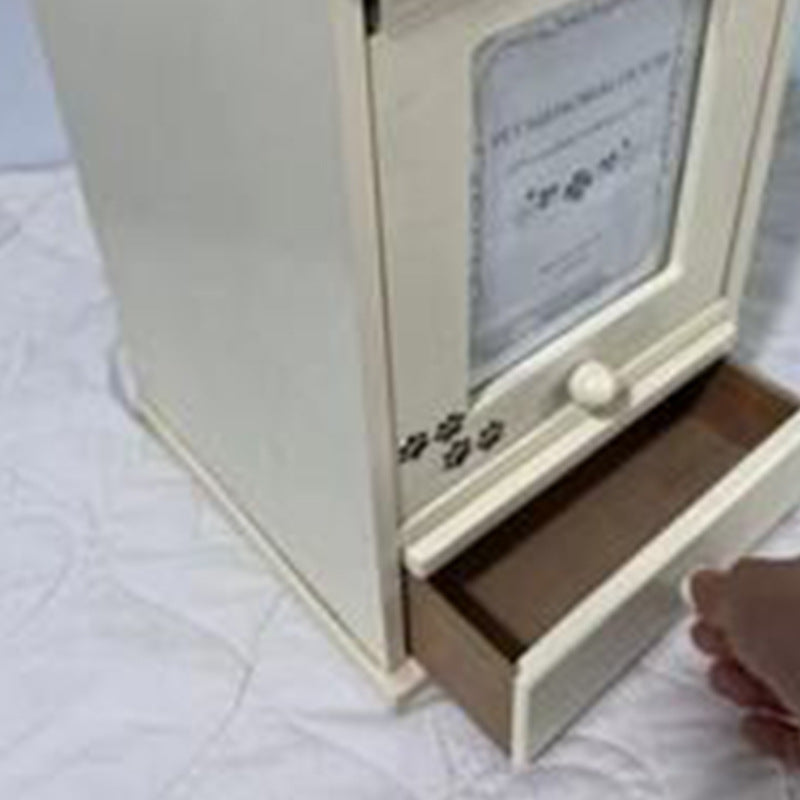 Pet commemorative urn, small house-shaped urn, with photo frame, with small drawers