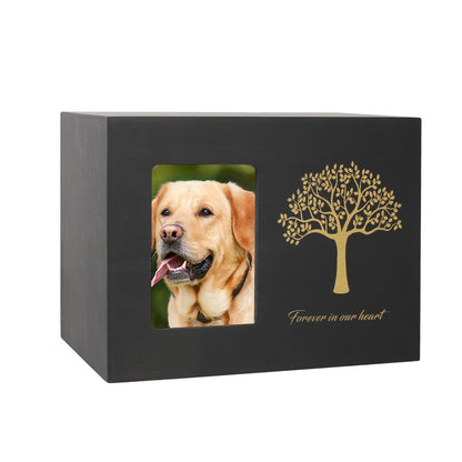 Wooden Black Box Tree of Life Pet Memorial Box Pet Dog Dog Cat Funeral Supplies Urn
