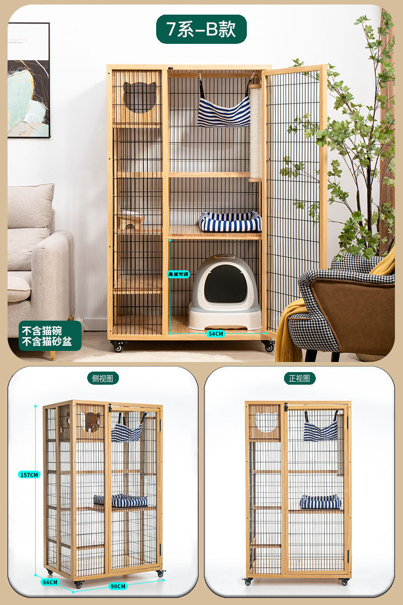 Cat Villa Factory Direct Sales Solid Wood Cat Cage Large Pet Household Cage Indoor Three Layers Four Layers Free Space