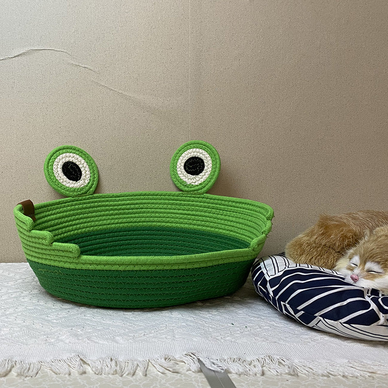 Woven cat nest frog prince design pet nest universal in all seasons washable grinding claws cat scratching board integrated sleeping nest