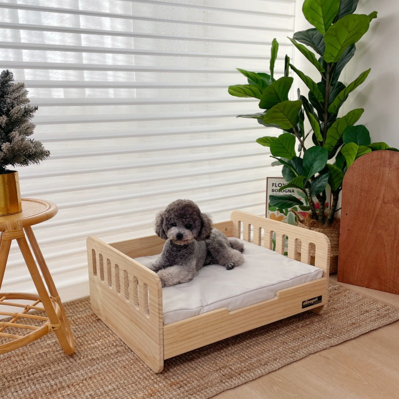 Pet wooden bed, double-sided wooden bed, pet cat and dog off-ground pet bed, all-season small dog removable pet bed