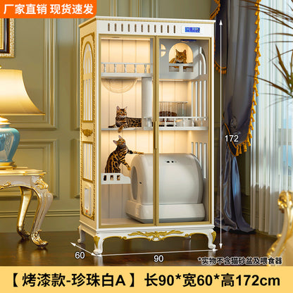 Luxury solid wood new cat villa large space cat cage household cat house cat cabinet opposite door cat villa