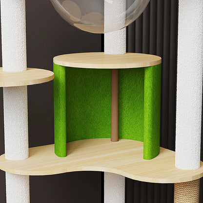 Wholesale cat climbing frame imitation solid wood large cat jumping platform space capsule cat nest cat tree integrated cat scratching board