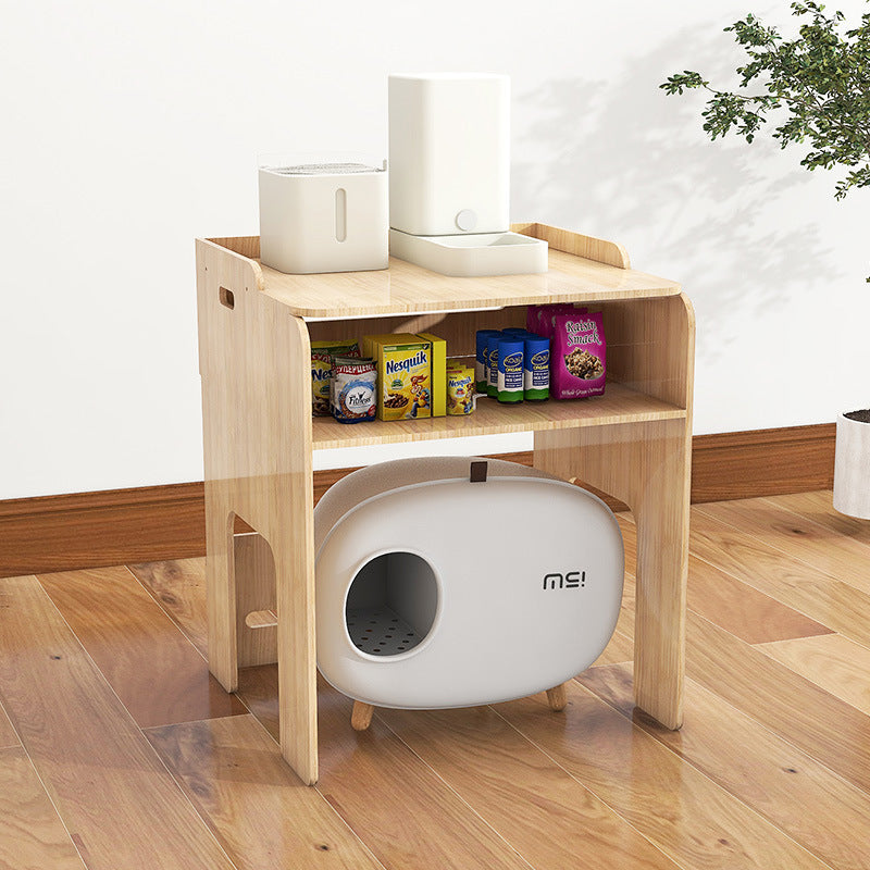 Solid wood cat climbing frame  cabinet indoor odor isolation semi-closed cat toilet significant other space capsule cat nest