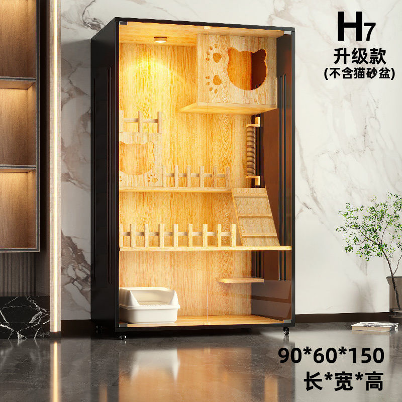 Wooden cat villa on the second and third floors of the super large cat cage cat house cat house home indoor cat house cat kennel pet cabinet