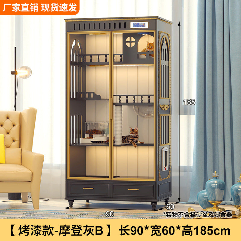 Luxury solid wood new cat villa large space cat cage household cat house cat cabinet opposite door cat villa