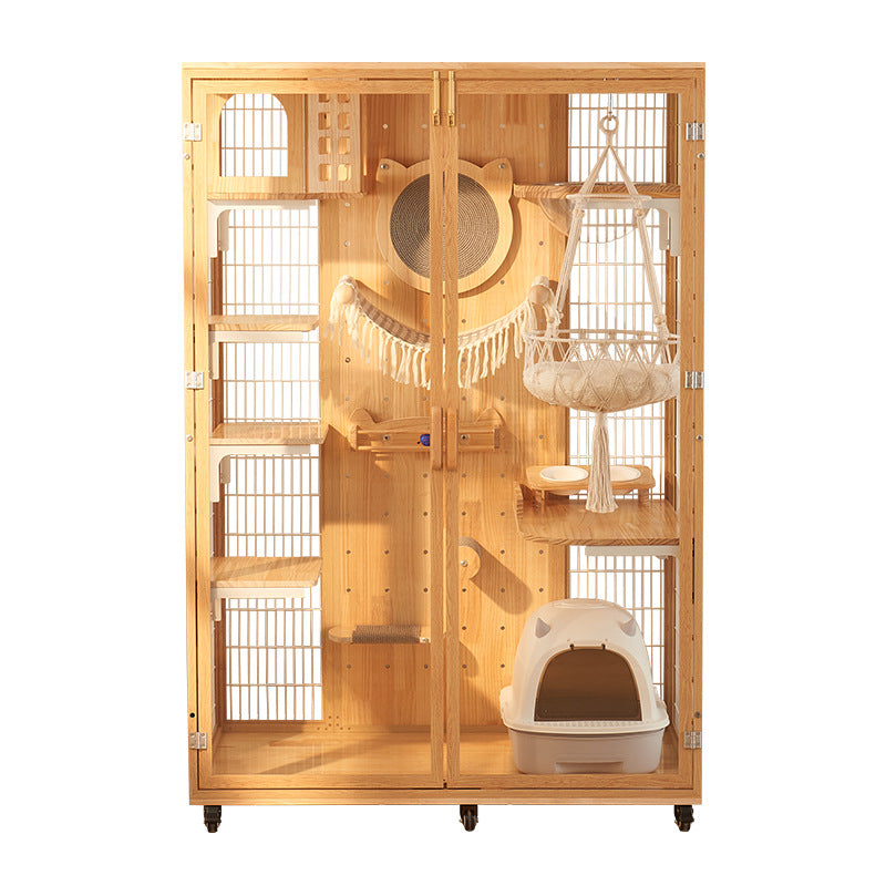 DIY cat villa solid wood cat cage household does not occupy an area cat house oversized free space cat house panoramic cat cabinet