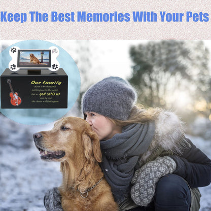 Spot wooden pet guitar + photo frame urn funeral supplies, solid wood birthday box sacrificial urn