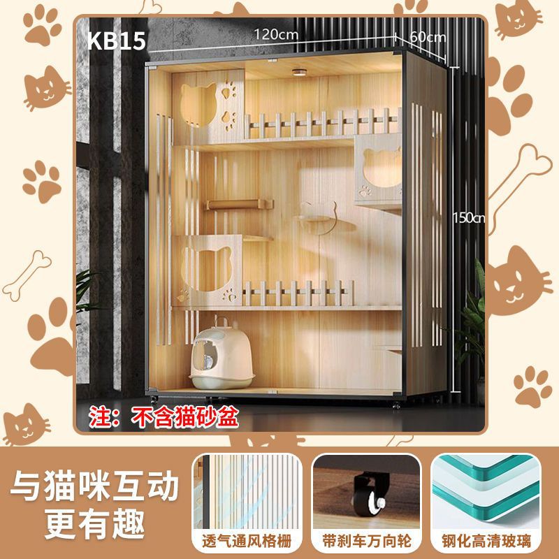 Cat Villa Wooden Cat Cage Household Indoor Double-layer Cat Cabinet Three-layer Cat House Pet Cabinet Cat Nest Cat House