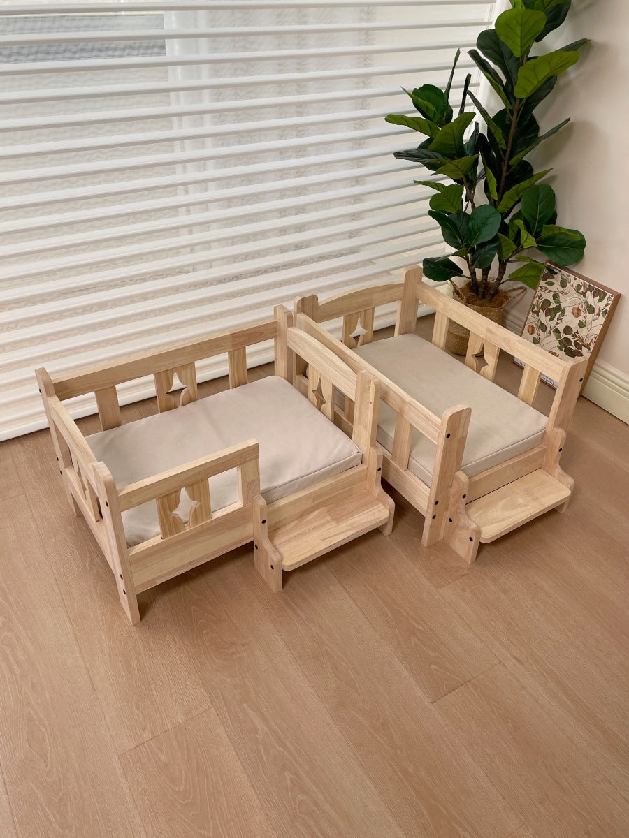 Pet wooden bed, dog wooden bed, pet dog cat wooden bed, small and medium-sized dogs, off-ground four-season wooden nest