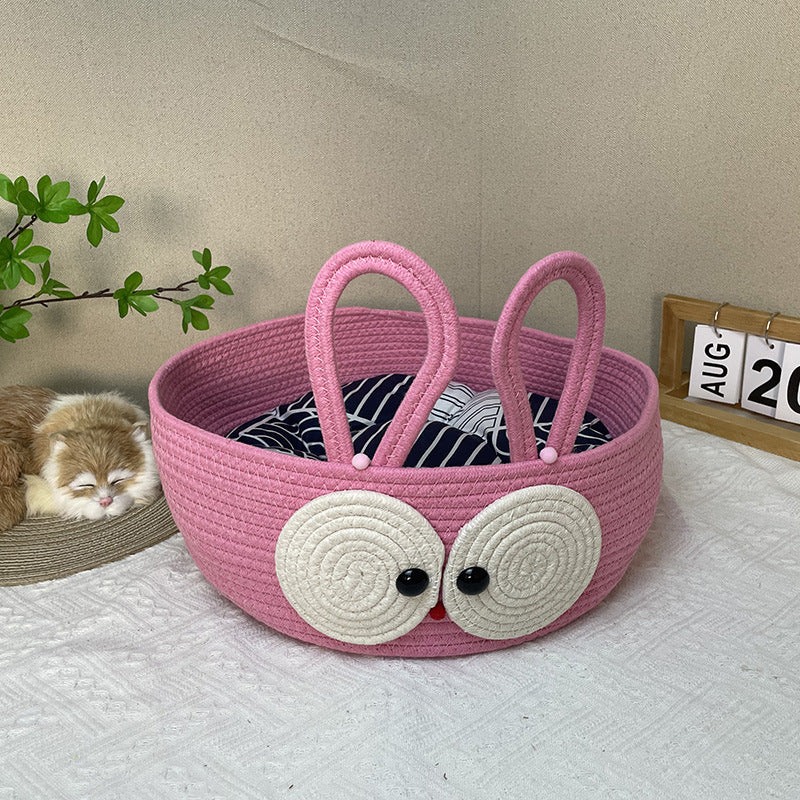 New woven cat litter summer woven cat litter four-season universal cat supplies cotton rope cat scratching board pet litter