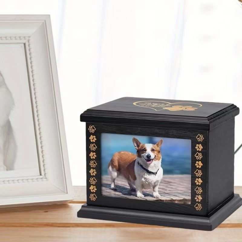 Pet urn, wooden black frame, suitable for cats and dogs and other pets