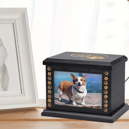 Pet urn, wooden black frame, suitable for cats and dogs and other pets