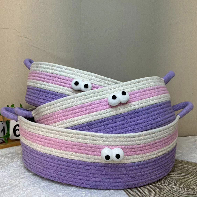 Woven cat nest, big-eyed cute pet nest, universal in all seasons, scratch-resistant and bite-resistant, washable without debris, summer cool nest, cat cat bed