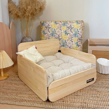 Pet sofa, wooden pet cat and dog bed, pet sofa universal in all seasons, ground-free sofa, small dog nest