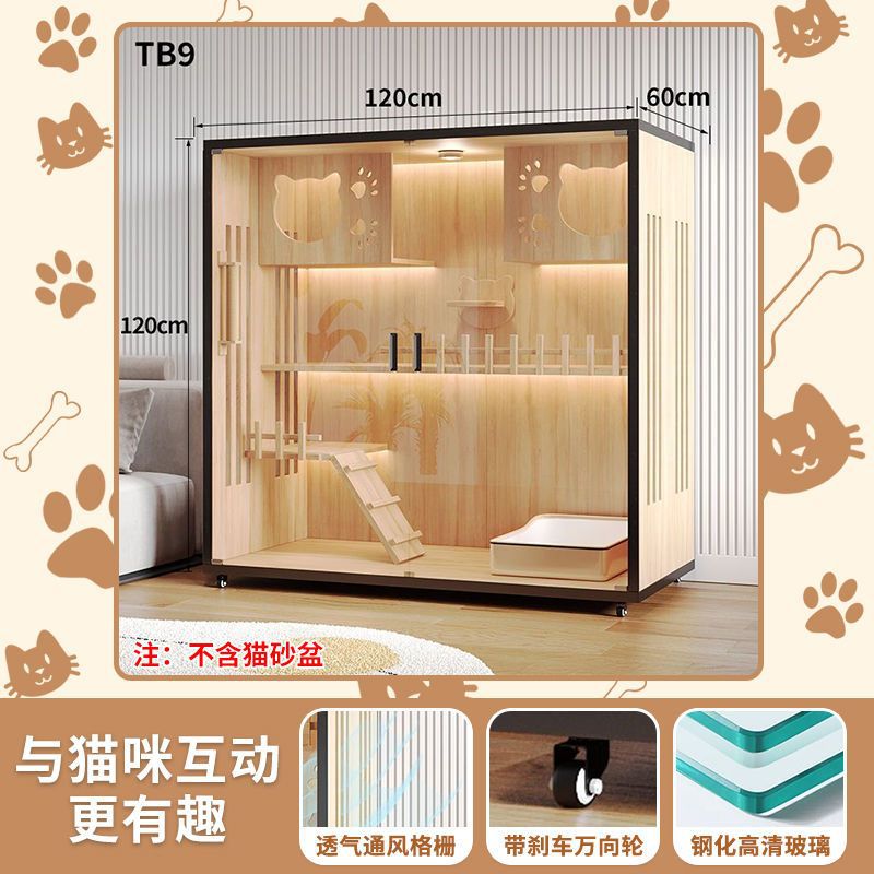 Cat Villa Wooden Cat Cage Household Indoor Double-layer Cat Cabinet Three-layer Cat House Pet Cabinet Cat Nest Cat House