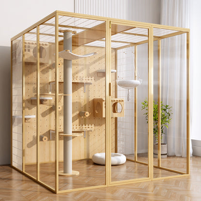 Cat cage household indoor cat cabinet cat house large free space climbing frame integrated cat nest cat house solid wood cat villa