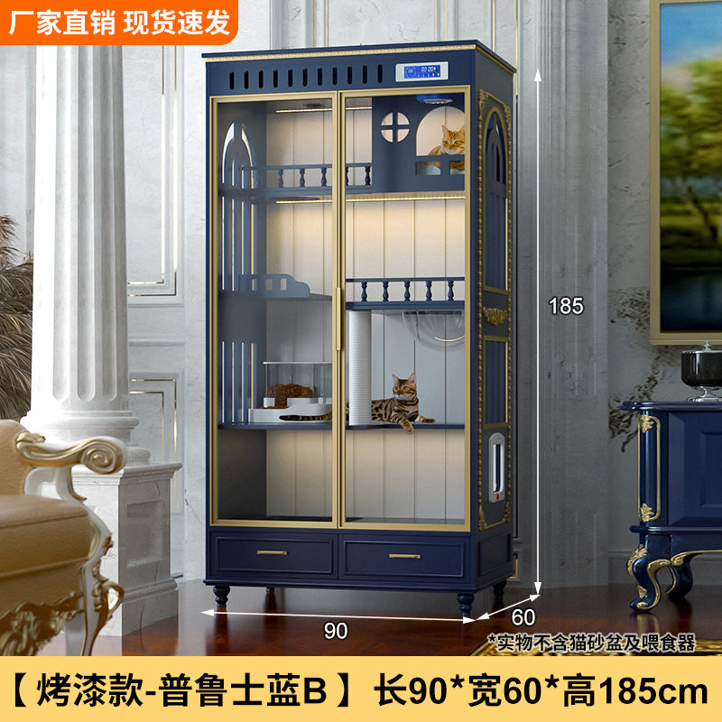 Luxury solid wood new cat villa large space cat cage household cat house cat cabinet opposite door cat villa