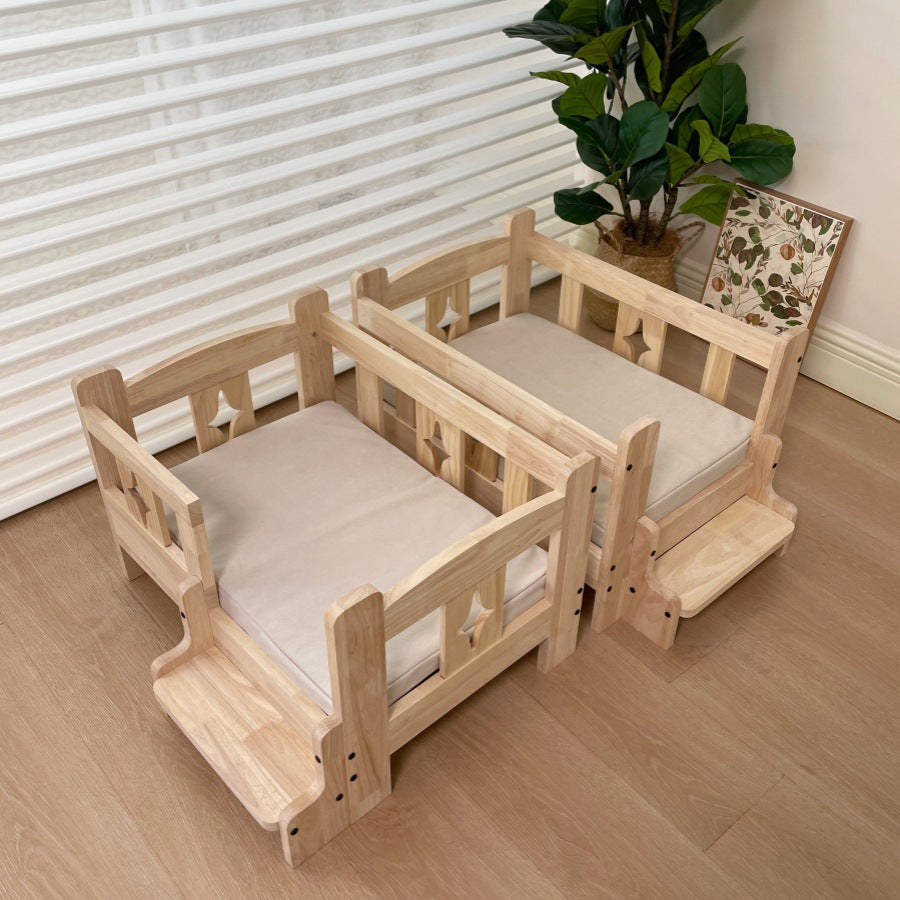Pet wooden bed, dog wooden bed, pet dog cat wooden bed, small and medium-sized dogs, off-ground four-season wooden nest