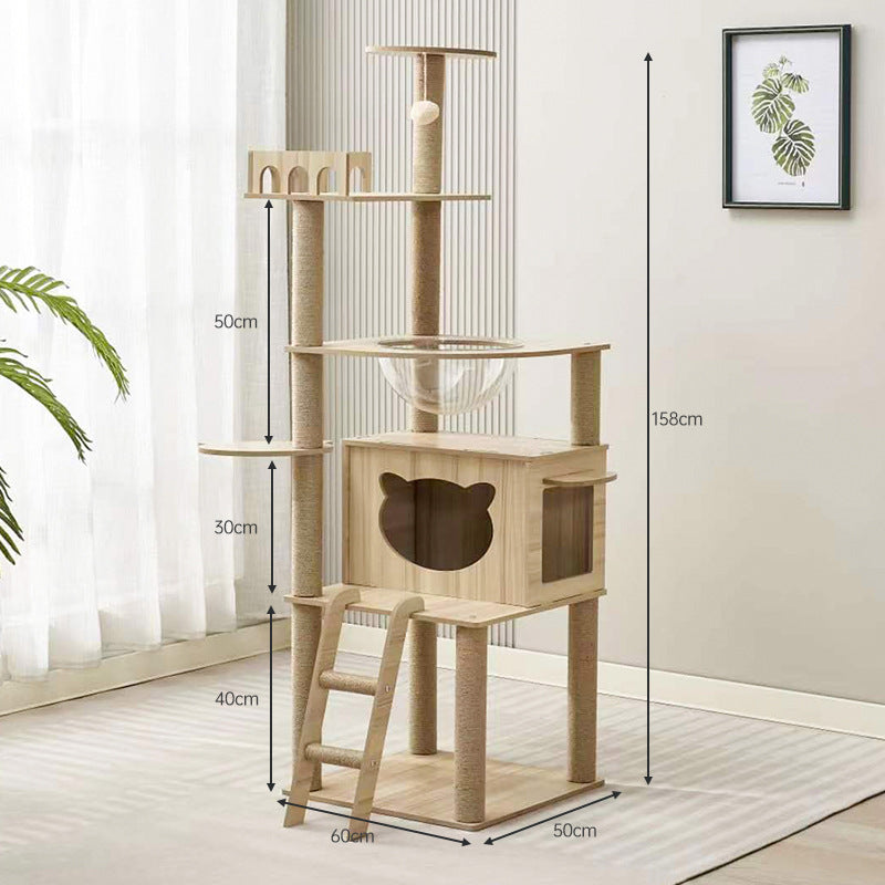 Cat climbing frame cat nest cat tree integrated household solid wood cat shelf space capsule cat nest cat observation platform cat jumping platform