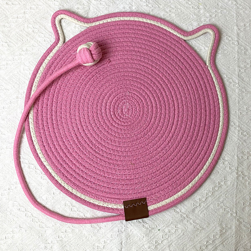 Cotton rope woven cat scratching pad, play and sleep integrated mat, wear-resistant and non-crumb cat nest, universal cat mat for all seasons