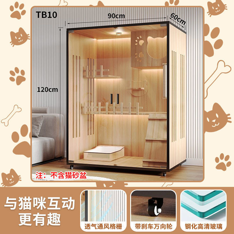 Cat Villa Wooden Cat Cage Household Indoor Double-layer Cat Cabinet Three-layer Cat House Pet Cabinet Cat Nest Cat House