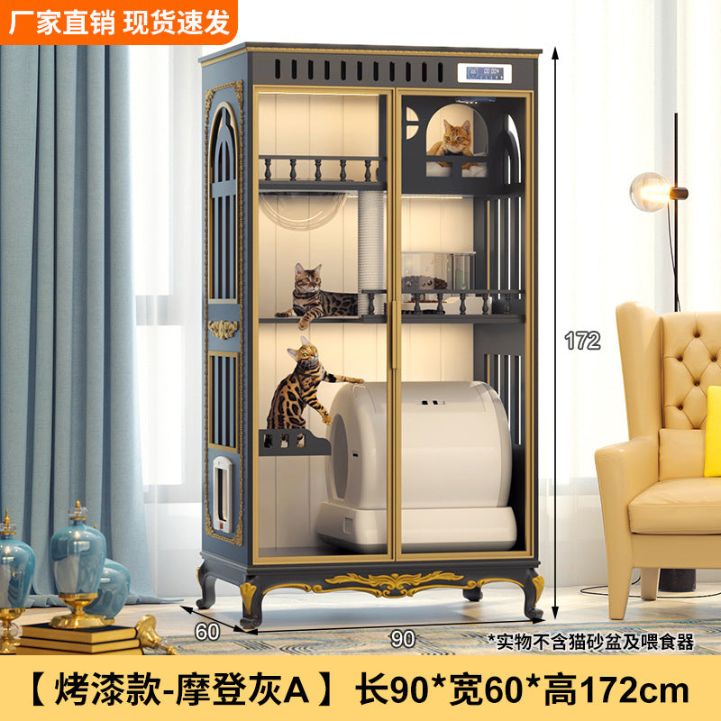 Luxury solid wood new cat villa large space cat cage household cat house cat cabinet opposite door cat villa