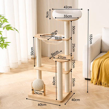 Solid wood cat climbing frame cat nest cat tree integrated vertical cat scratching board household small does not occupy an area kitten toy scratch resistant