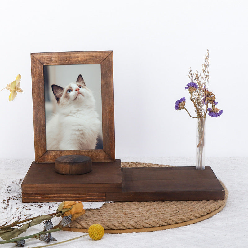 Pet commemorative photo frame wooden cat photo frame table dog photo ornament