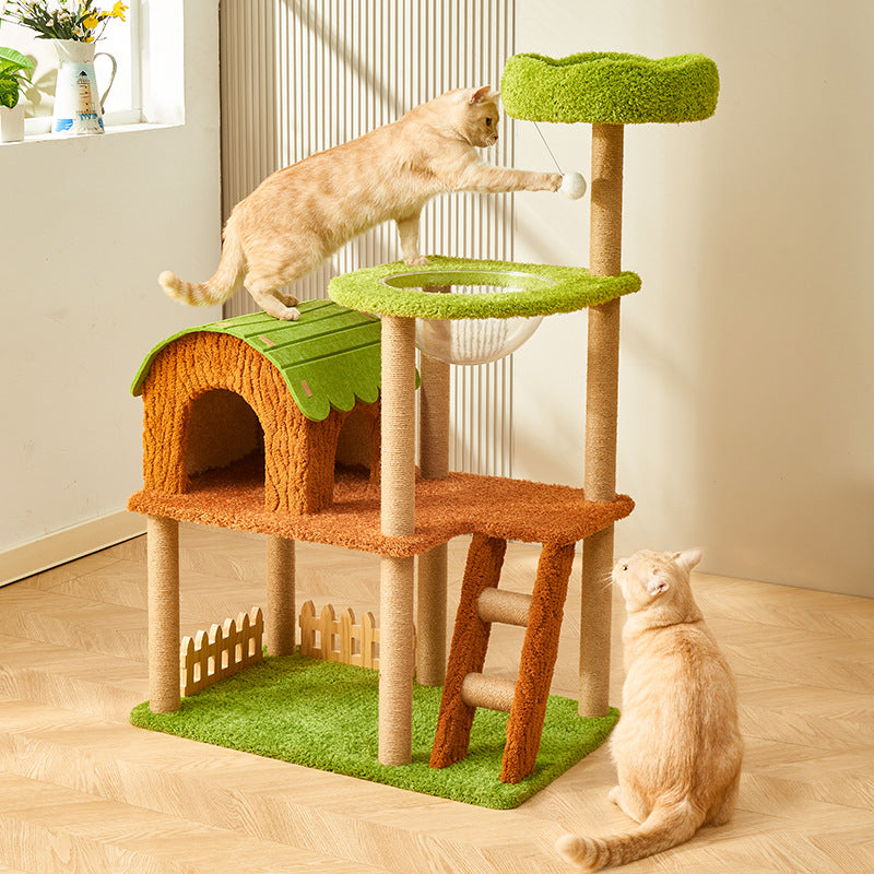 Cat climbing frame Four seasons universal cat nest integrated cat shelf Small ladder Space capsule nest Sisal scratching column Cat toy