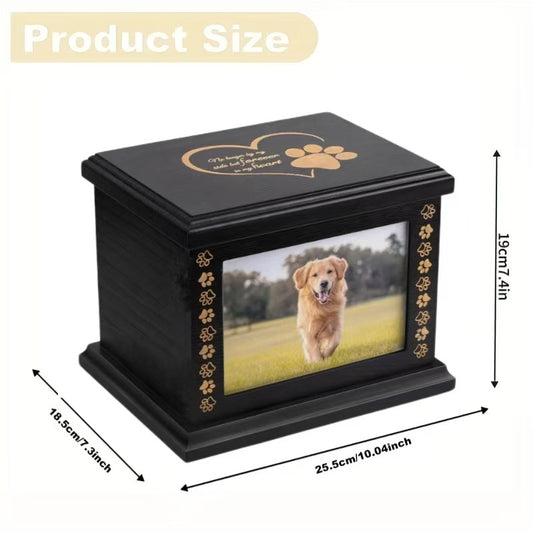Pet urn, wooden black frame, suitable for cats and dogs and other pets