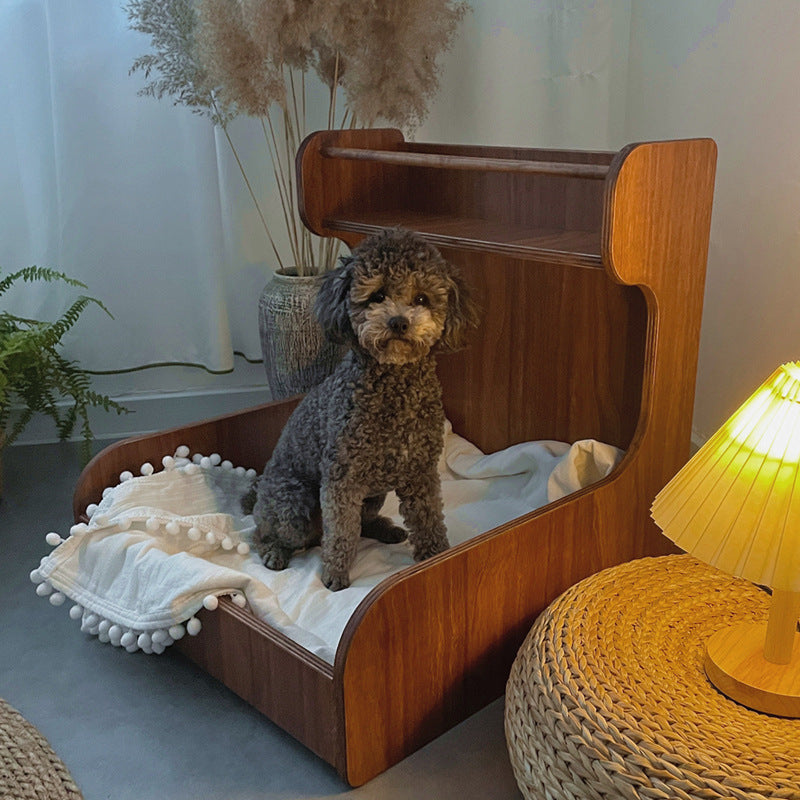 Pet sofa bed, cat and dog litter, wooden small bed, surrounded, with bottom cushion, small dog and cat universal four-season kennel