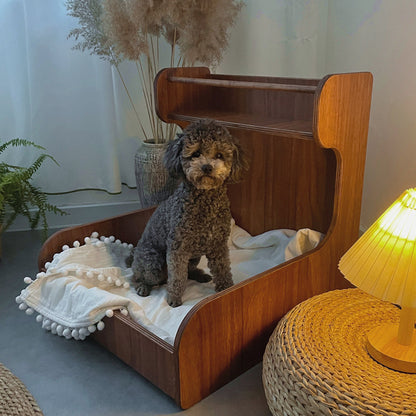 Pet sofa bed, cat and dog litter, wooden small bed, surrounded, with bottom cushion, small dog and cat universal four-season kennel