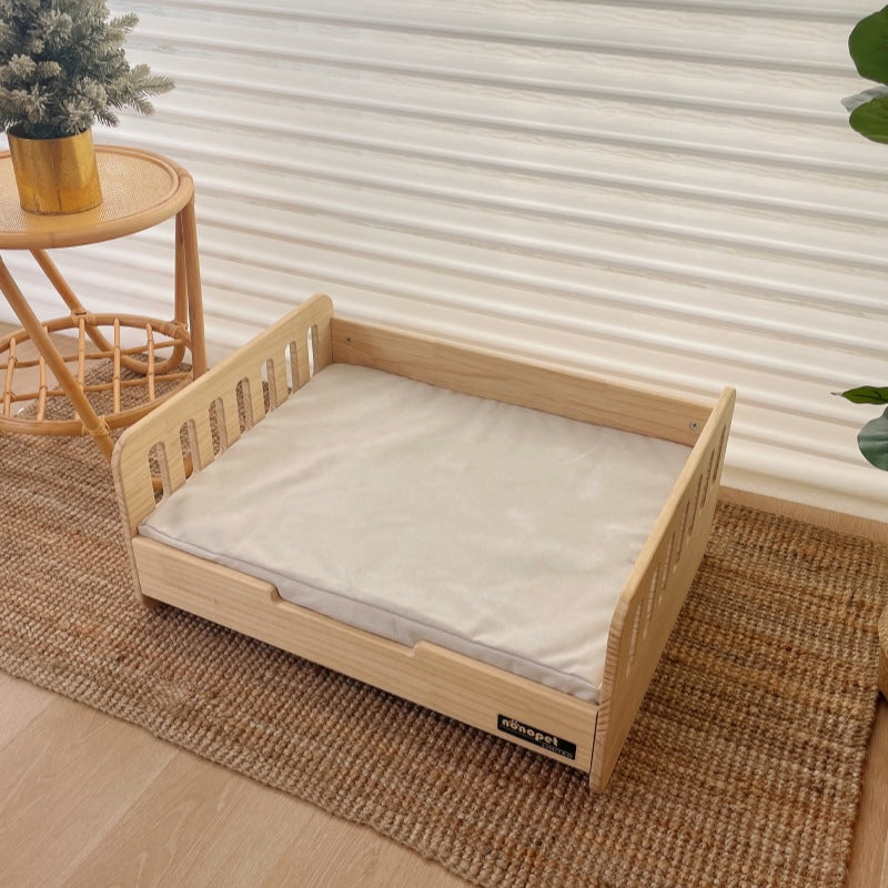 Pet wooden bed, double-sided wooden bed, pet cat and dog off-ground pet bed, all-season small dog removable pet bed
